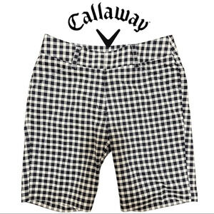 🛍️3/$40 Callaway  Golf Opti Dry Caviar Navy & White Gingham Shorts Golf Size 2